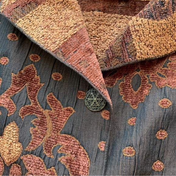 Moray California Chenille Tapestry Dot Buttoned Lightweight Jacket Brown Size M - Picture 5 of 9
